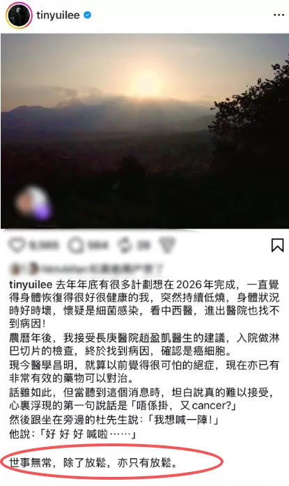 田蕊妮确诊淋巴癌复发，暂停《杜氏闲情》等全部工作 相关图片