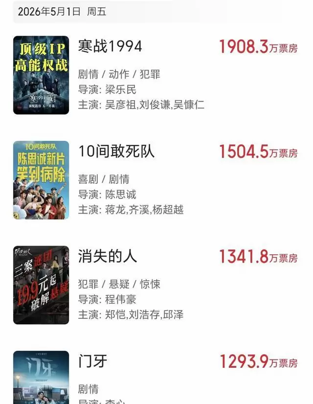 《一只绣花鞋》《止罪海》五一档票房挂零，两部影片上映无观众 细节速览